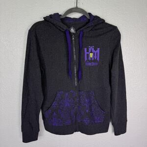 Disney Haunted Mansion Jacket Womens Small Full Zip Graphic Ghost Hoodie NEW